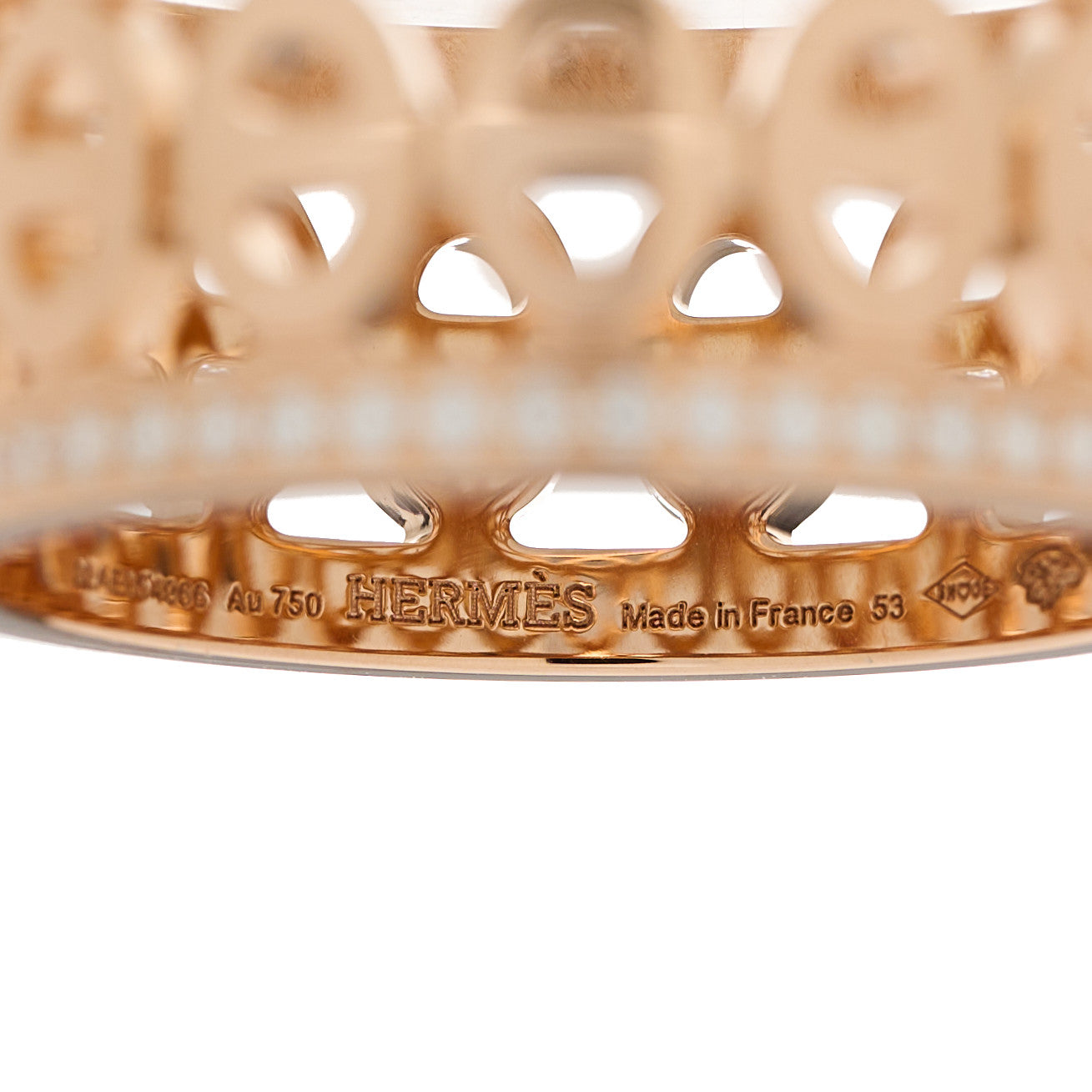 18K Rose Gold Diamond PM Chaine d'Ancre Divine Ring 53 6.5
