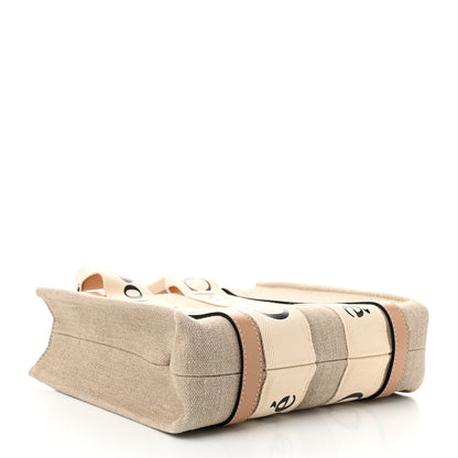 Chloe Linen Calfskin Small Woody Ribbon Tote With Strap White Light Brown 4 of 10