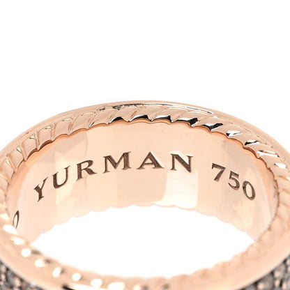 David Yurman 18K Rose Gold Cognac Diamond Pave Streamline Three Row Band Ring 60 9 5 of 5