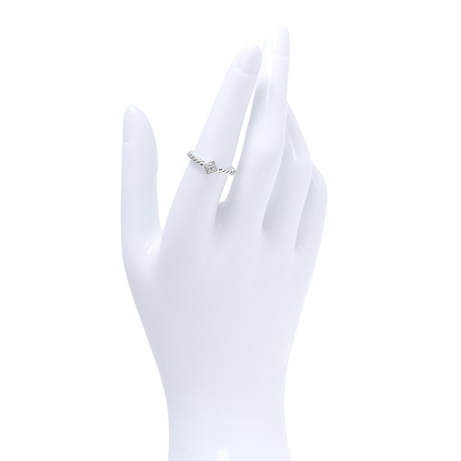 David Yurman Sterling Silver Diamond Quatrefoil Ring 54 7 2 of 5