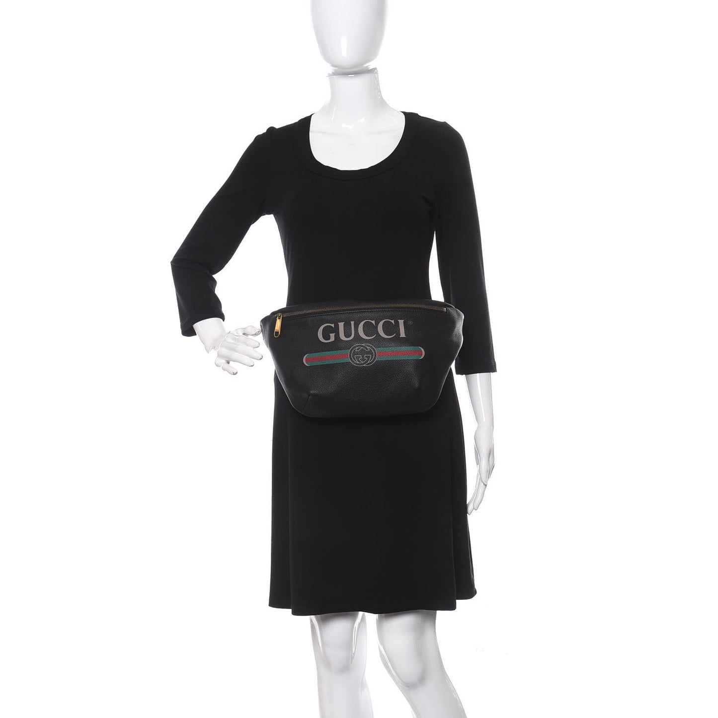 Grained Calfskin Logo Belt Bag Black
