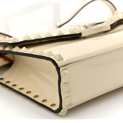 Valentino Garavani Patent Monochrome Medium Rockstud Flip Lock Crossbody Bag Light Ivory 7 of 9