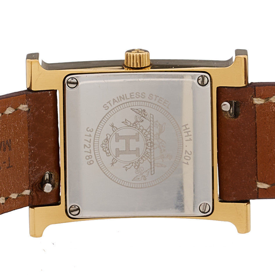 Hermes Stainless Steel Epsom 21mm Heure H Hour Quartz Watch Gold 4 of 4