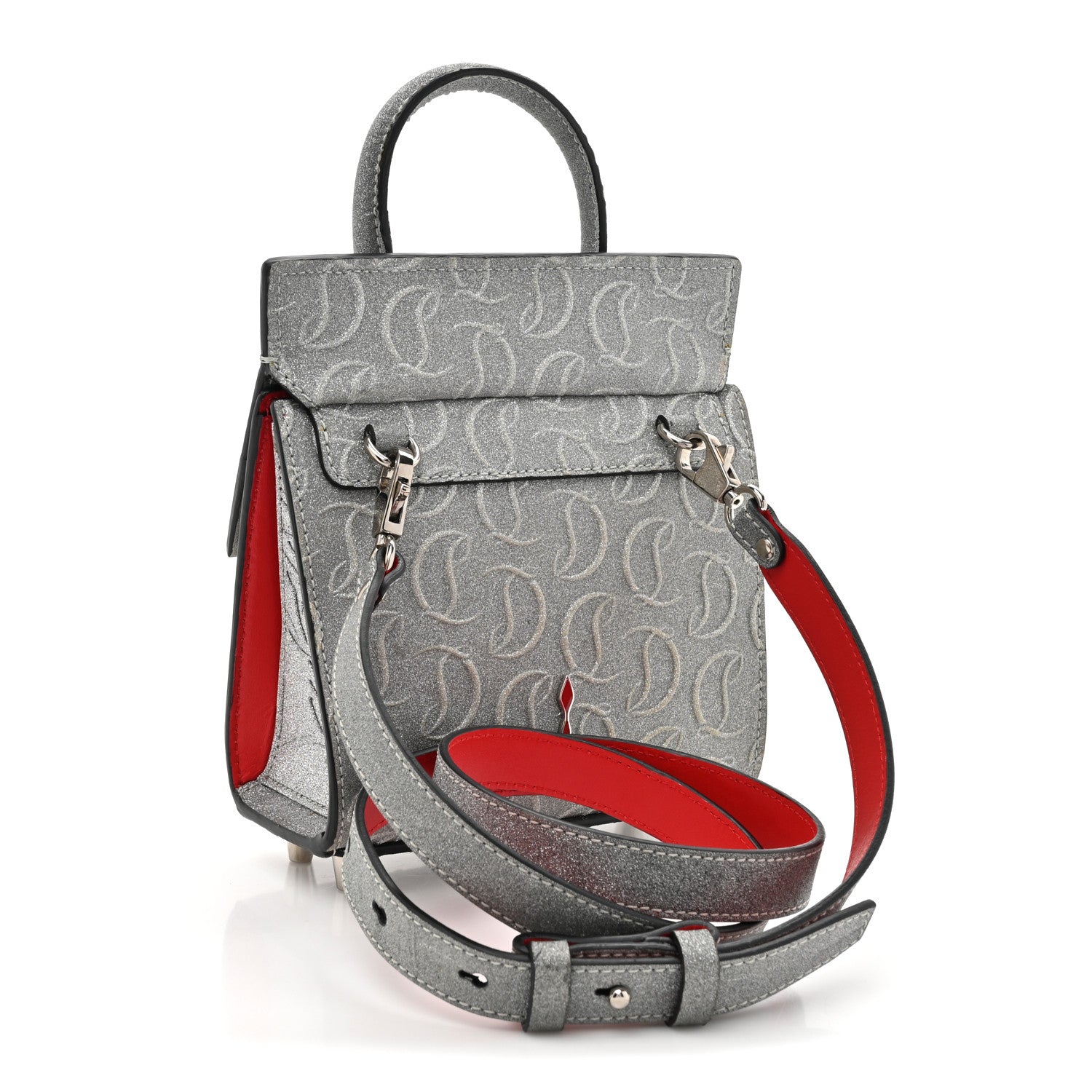 Christian Louboutin Glitter Calfskin Paloma Mini Empire Tote Silver 3 of 11