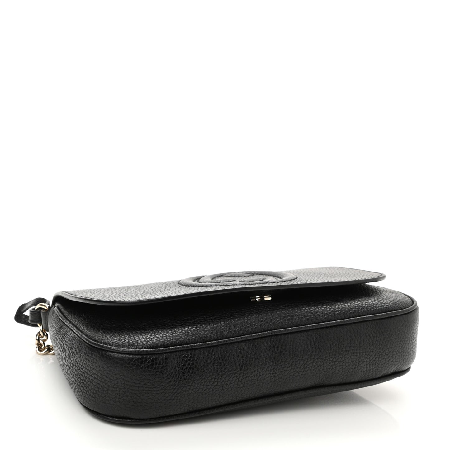 Pebbled Calfskin Medium Soho Flap Crossbody Black