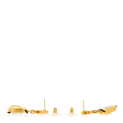 Chanel Crystal Pearl CC Drop Earrings Gold White 3 of 5