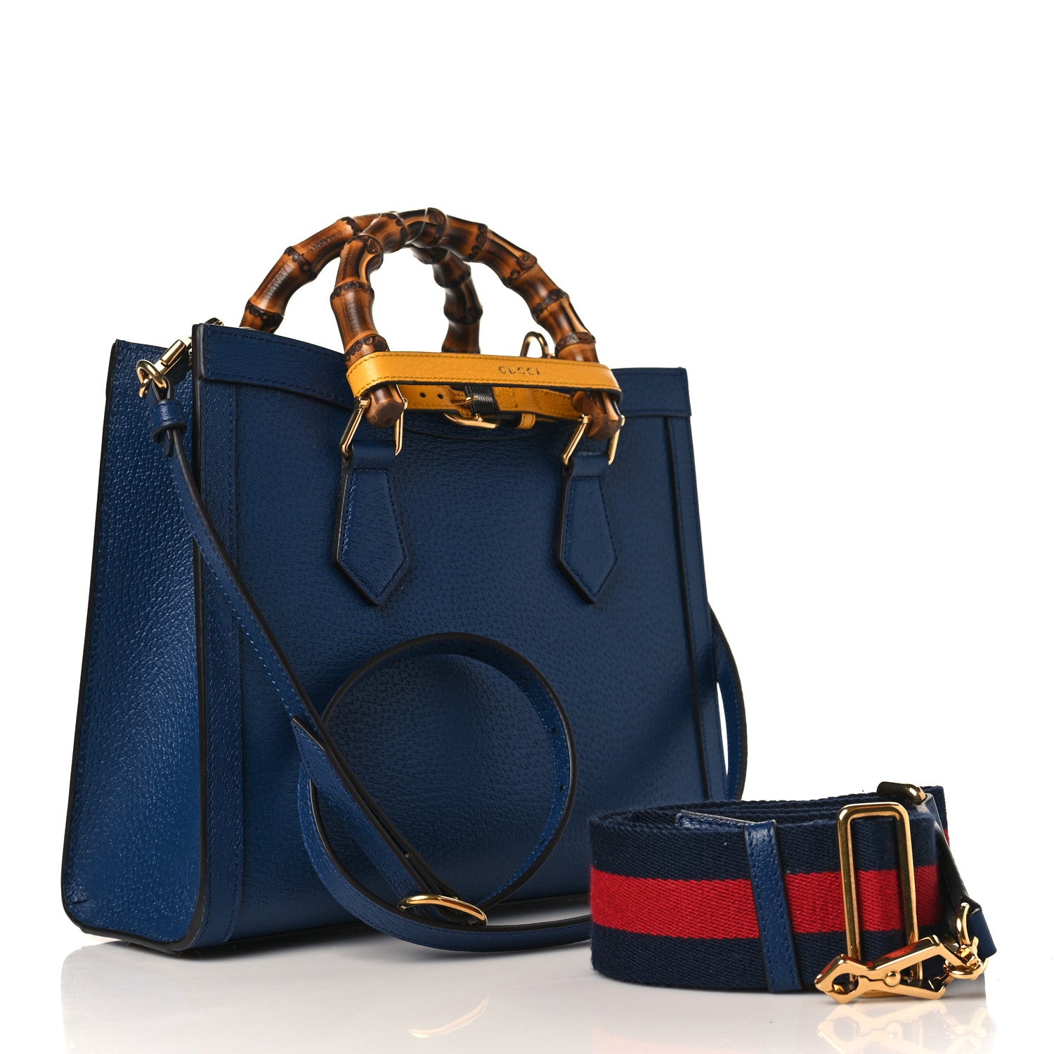 Gucci Textured Dollar Calfskin Web Small Diana Tote Bag Royal Crop 2 of 10