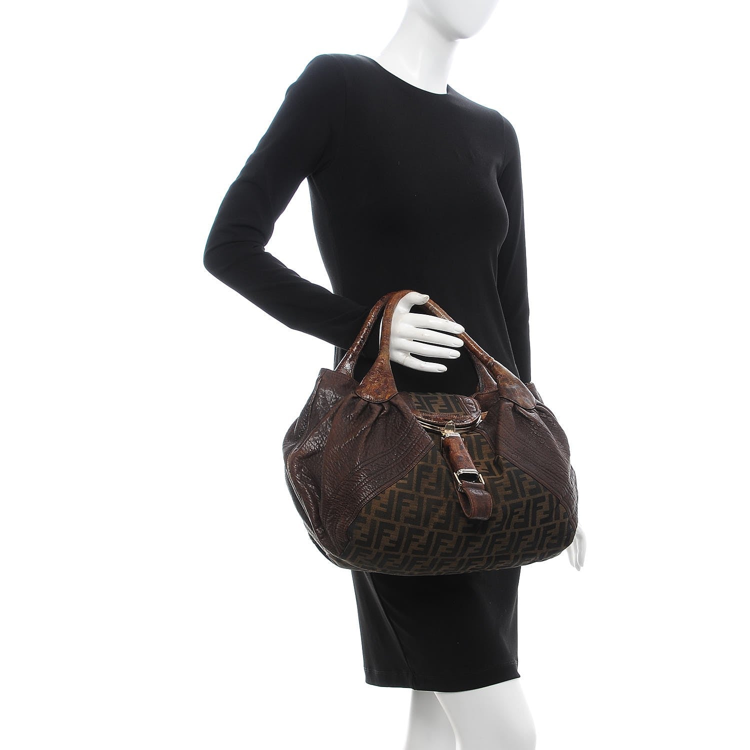Fendi Zucca Nappa Nuvolata Vitello Tortuga Spy Tobacco Moro 2 of 18