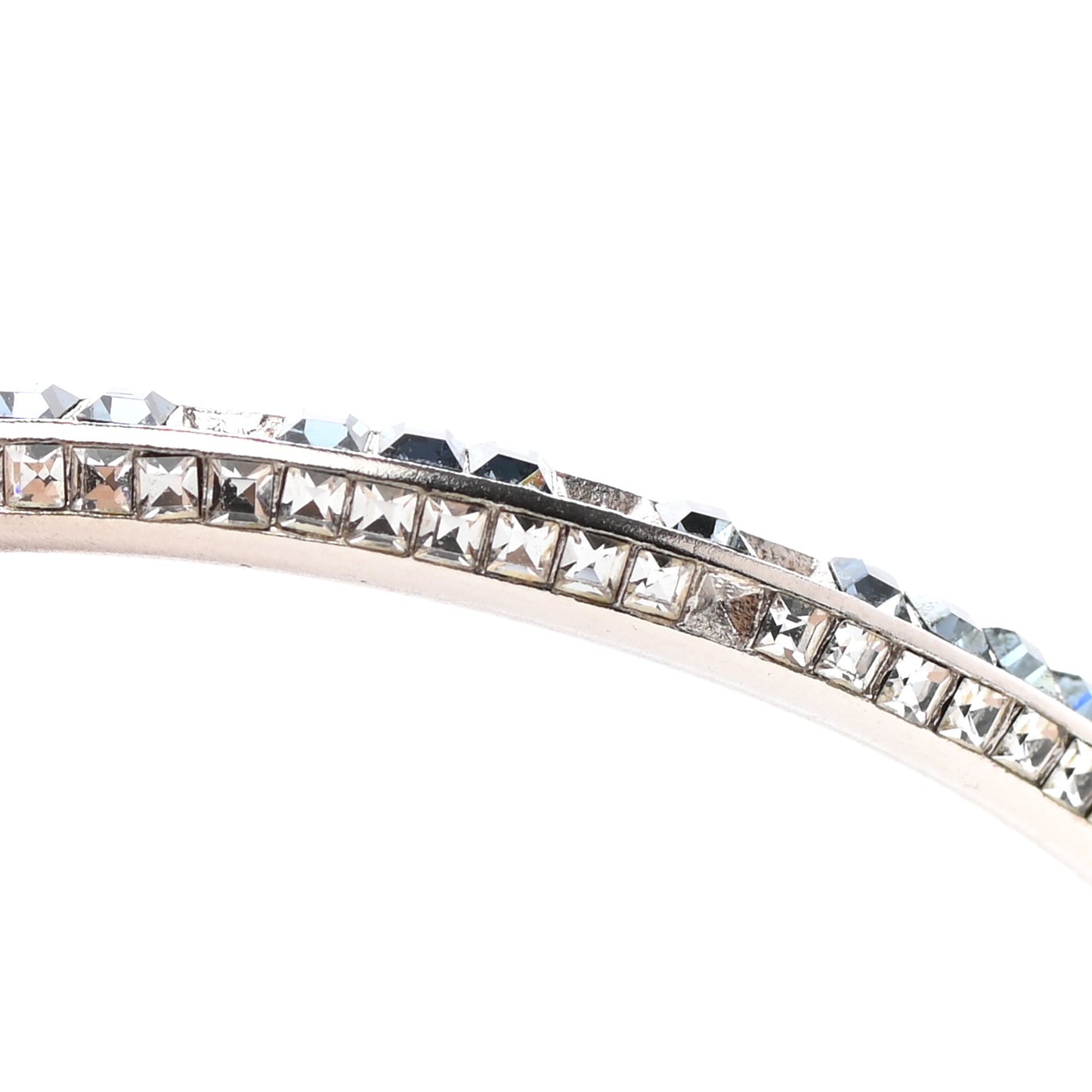 Crystal CC Hoop Drop Earrings Silver Blue