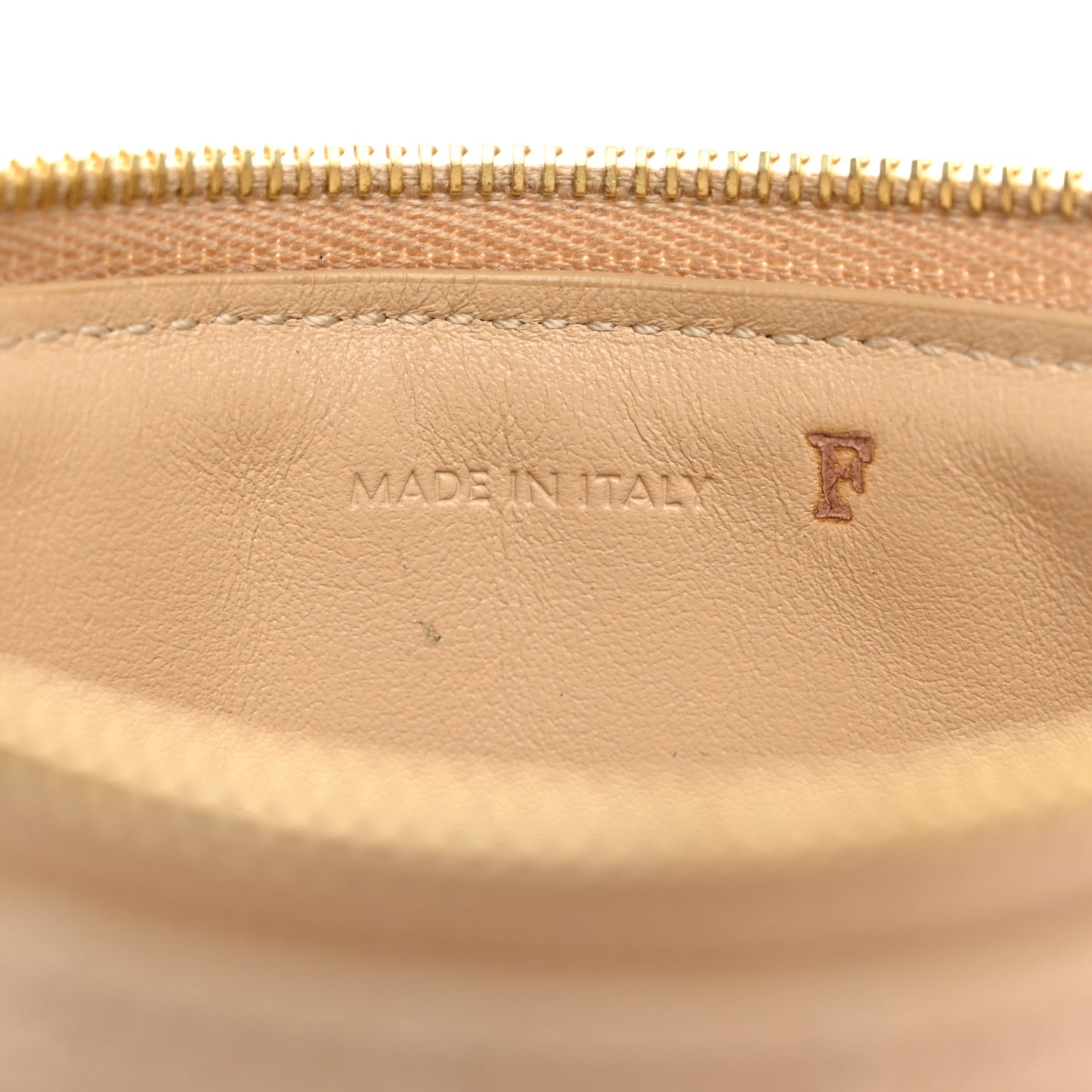 Calfskin Quilted C Charm Coin Card Pouch Nude