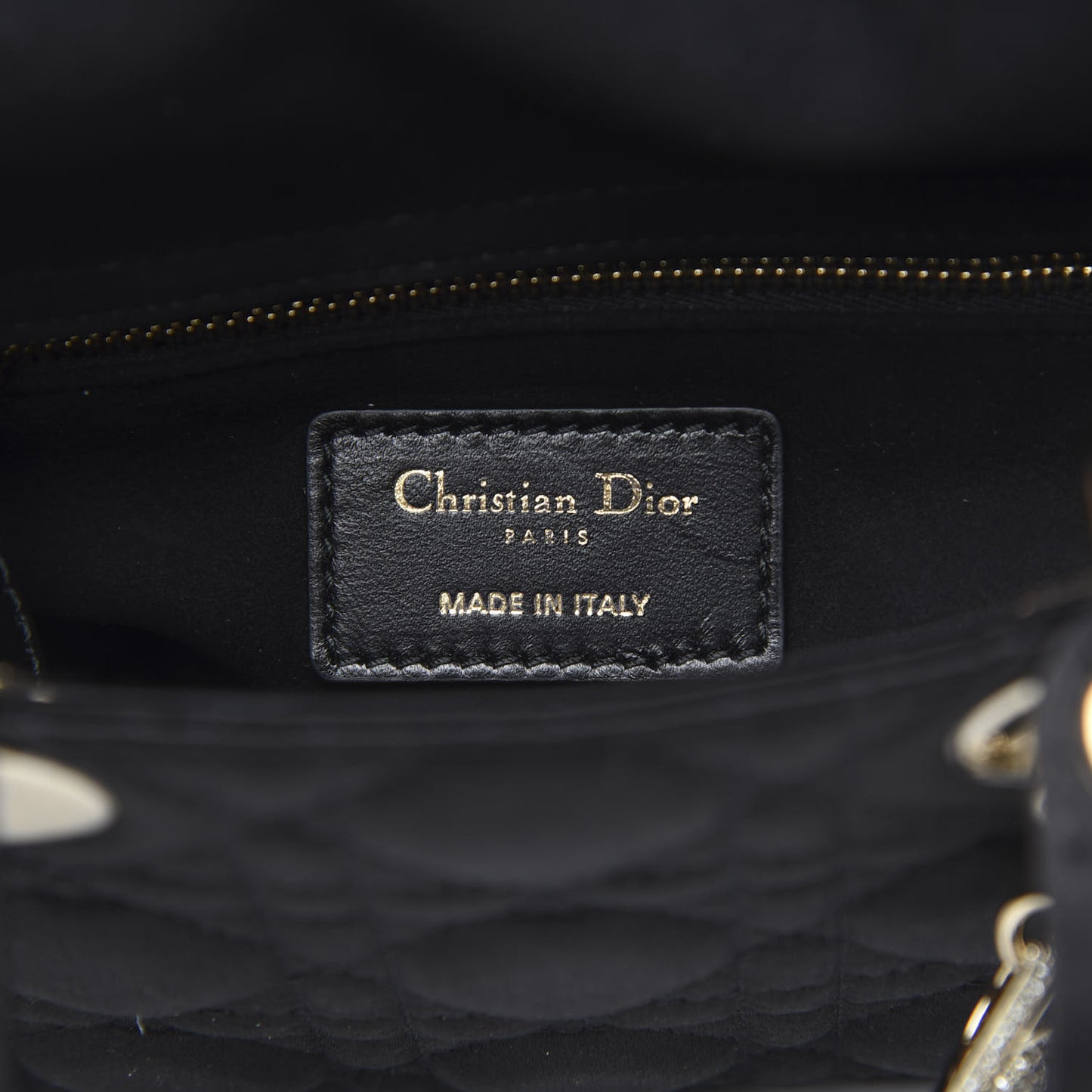 Satin Swarovski Crystal Cannage Mini Lady Dior Black