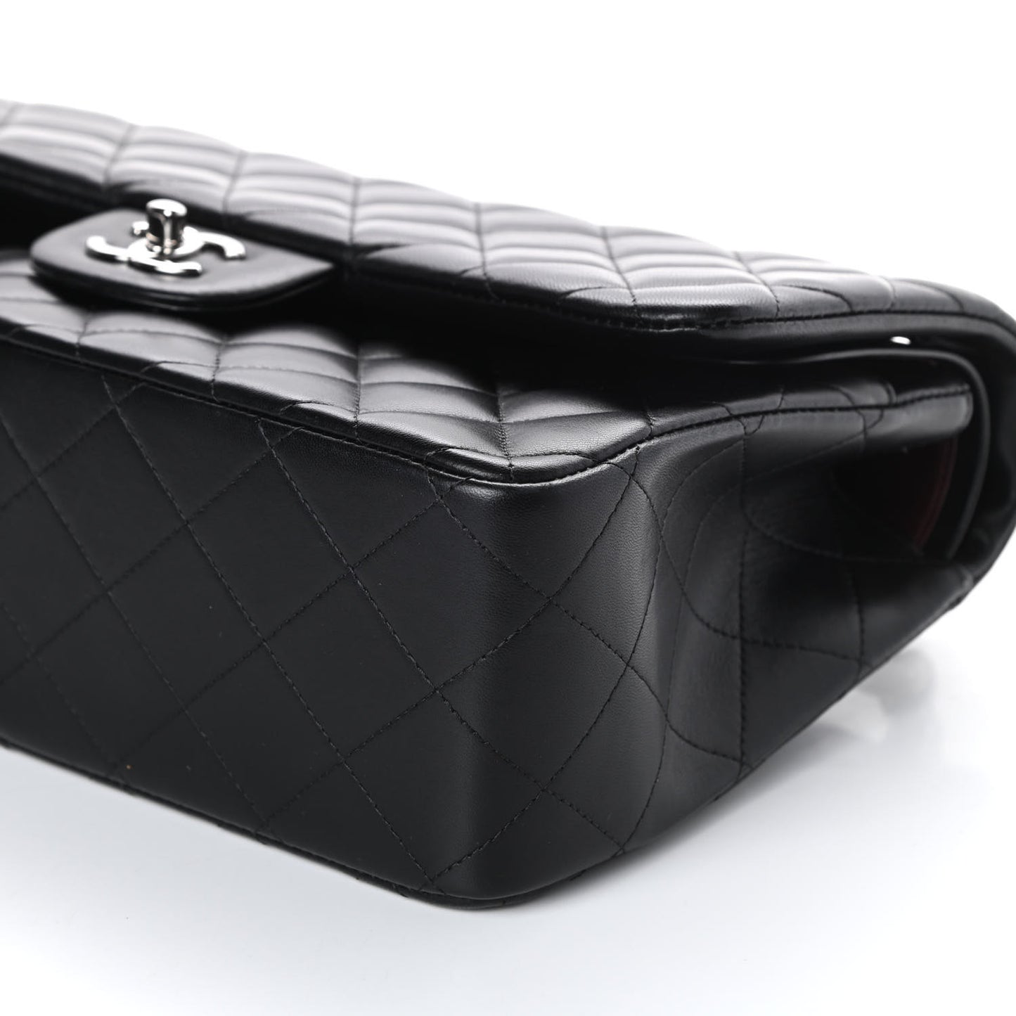 Lambskin Quilted Jumbo Double Flap Black