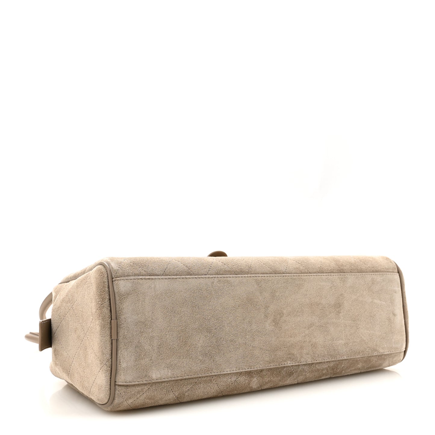Suede Calfskin Large Perfect Bowling Bag Grey