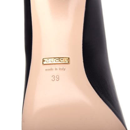 Gucci Malaga Kid Half Moon GG Square Toe Pumps 39 Black 9 of 11