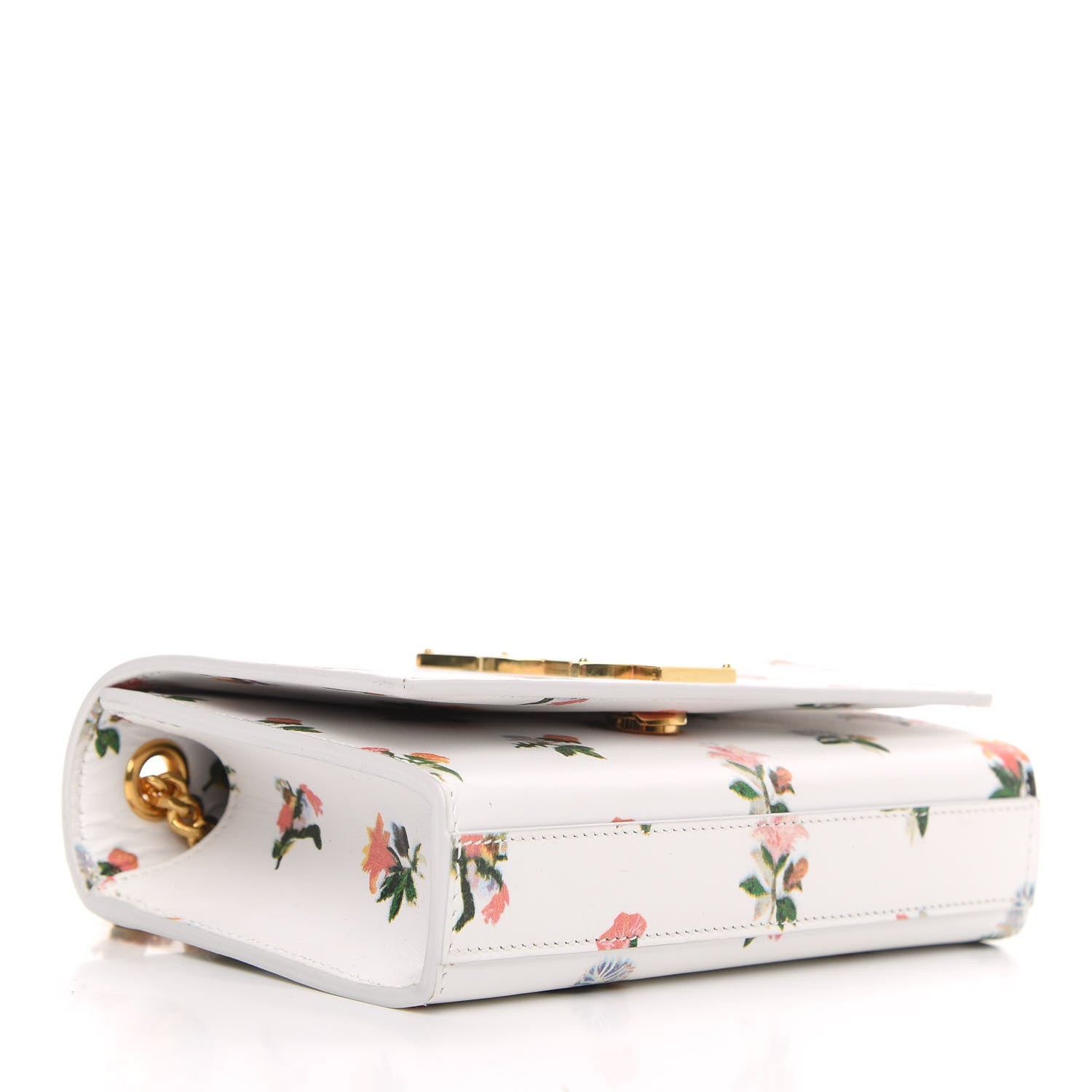 Saint Laurent Calfskin Prairie Flower Printed Medium Classic Monogram Kate Satchel White 4 of 9