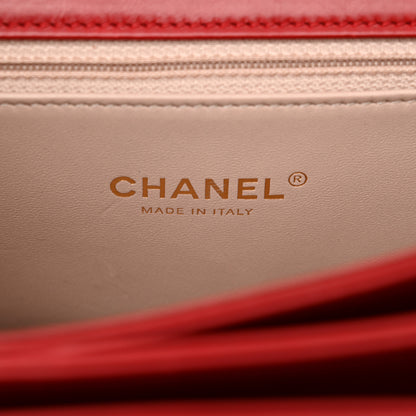 Chanel Iridescent Calfskin Quilted Small Straight Lined Flap Red 6 of 13