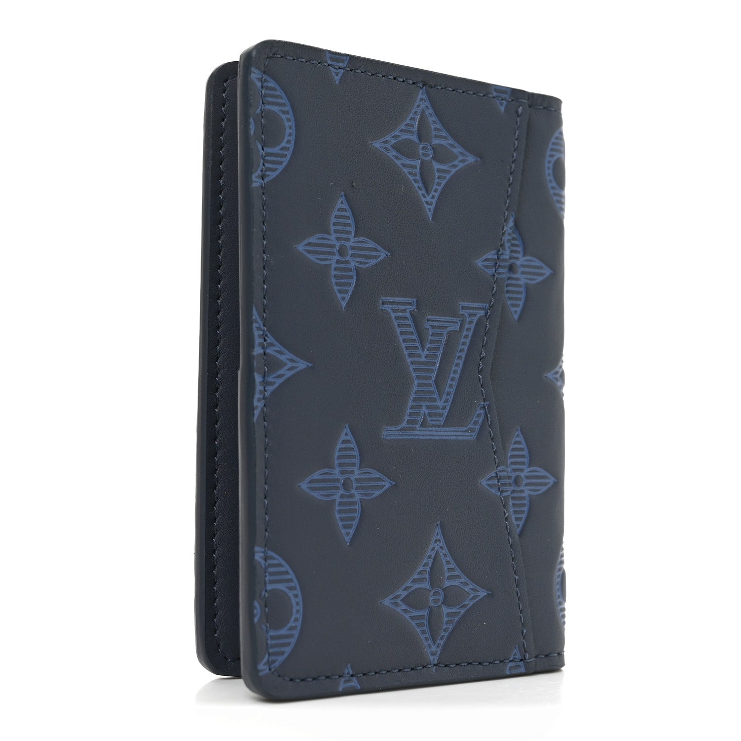 Louis Vuitton Calfskin Monogram Shadow Pocket Organizer Blue 3 of 7