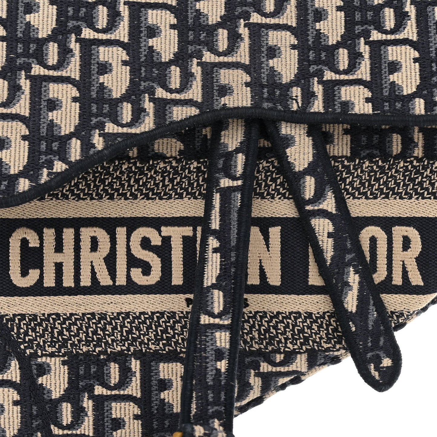 Oblique Embroidered Saddle Bag Blue