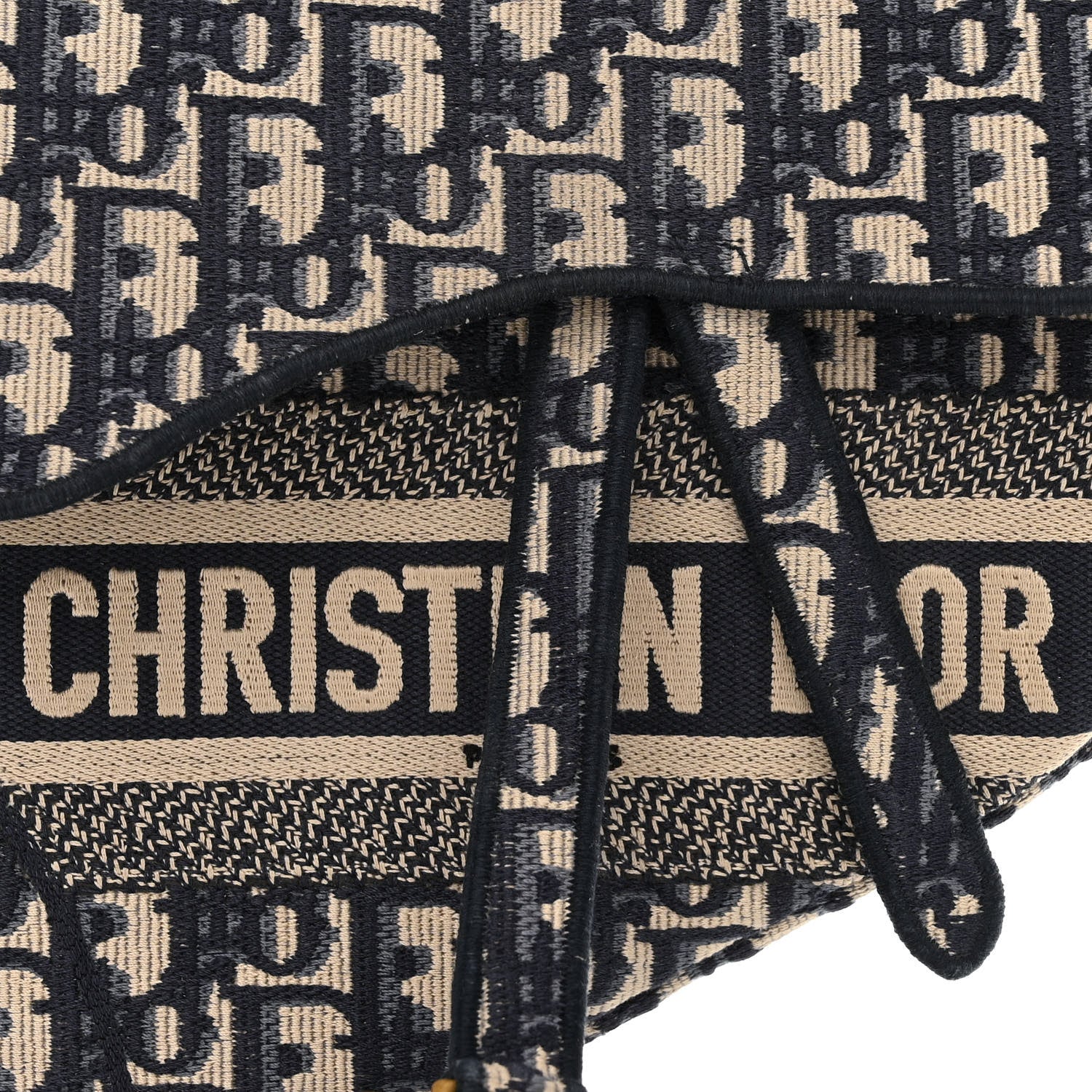 Christian Dior Oblique Embroidered Saddle Bag Blue 8 of 11