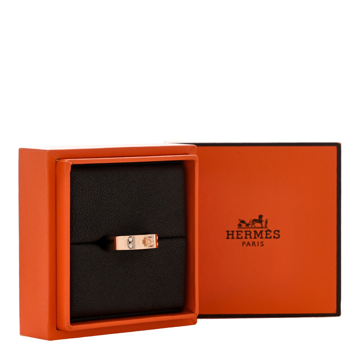 Hermes 18K Rose Gold Diamond PM Kelly Ring 51 5.75 5 of 5