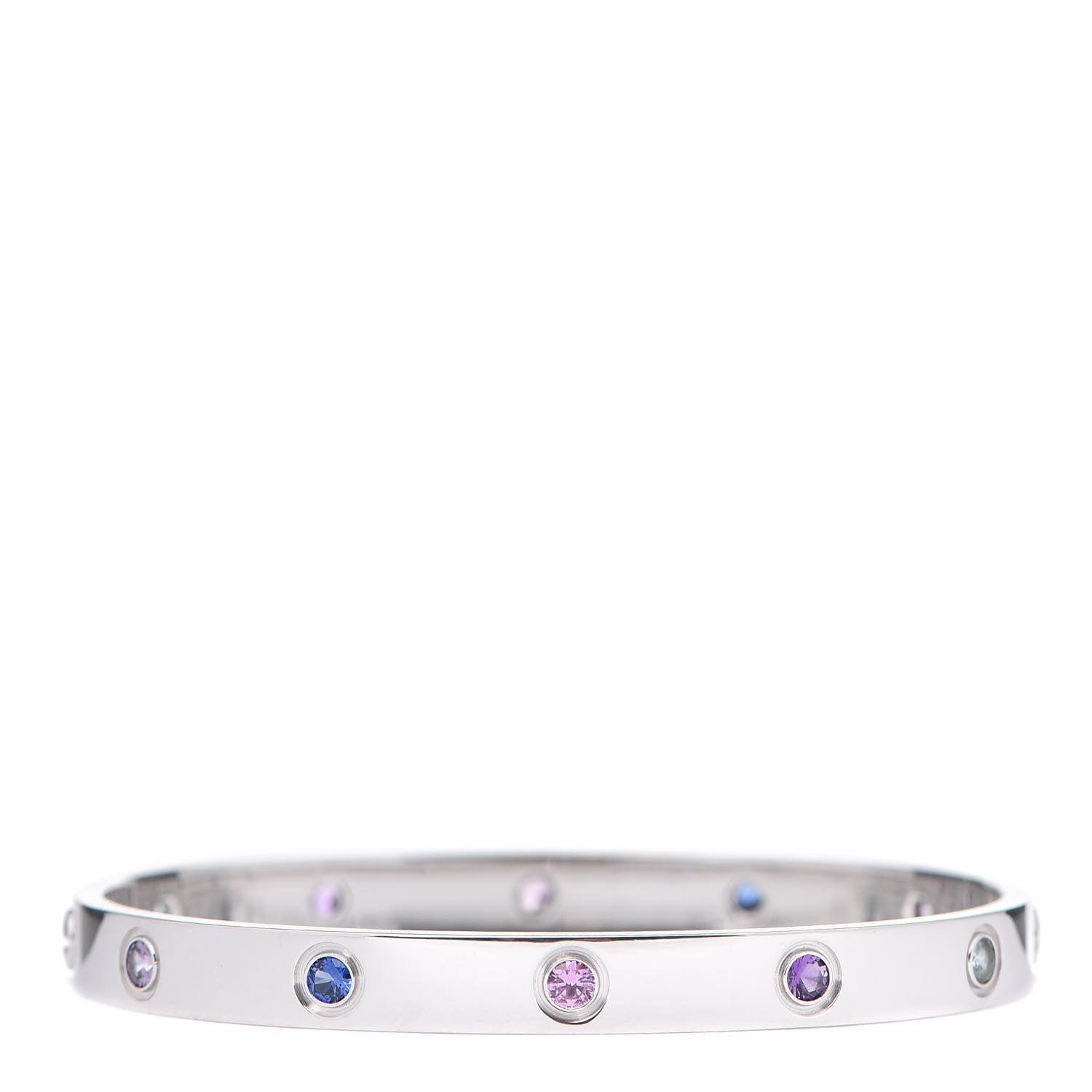 Cartier 18K White Gold Aquamarine Sapphire Spinel Amethyst LOVE Bracelet 17 1 of 5