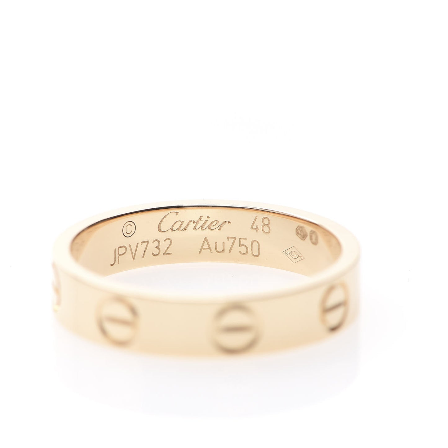 18K Yellow Gold 3.5mm LOVE Wedding Band Ring 48 4.5