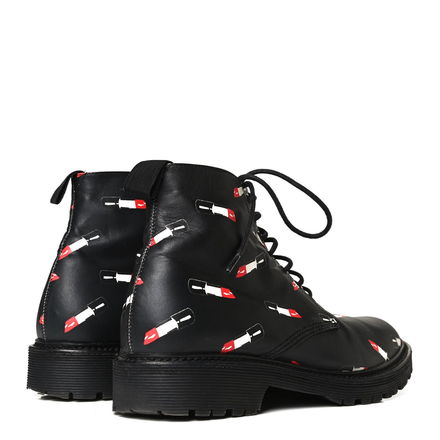 Saint Laurent Smooth Calfskin Rangers Boots 37 Black Red 8 of 22