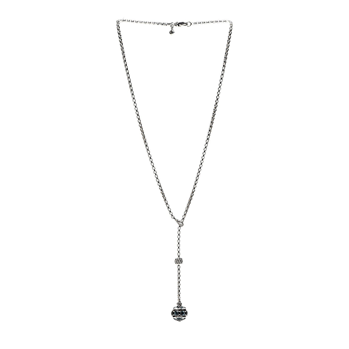 Sterling Silver Diamond Blue Topaz Lariat Drop Necklace