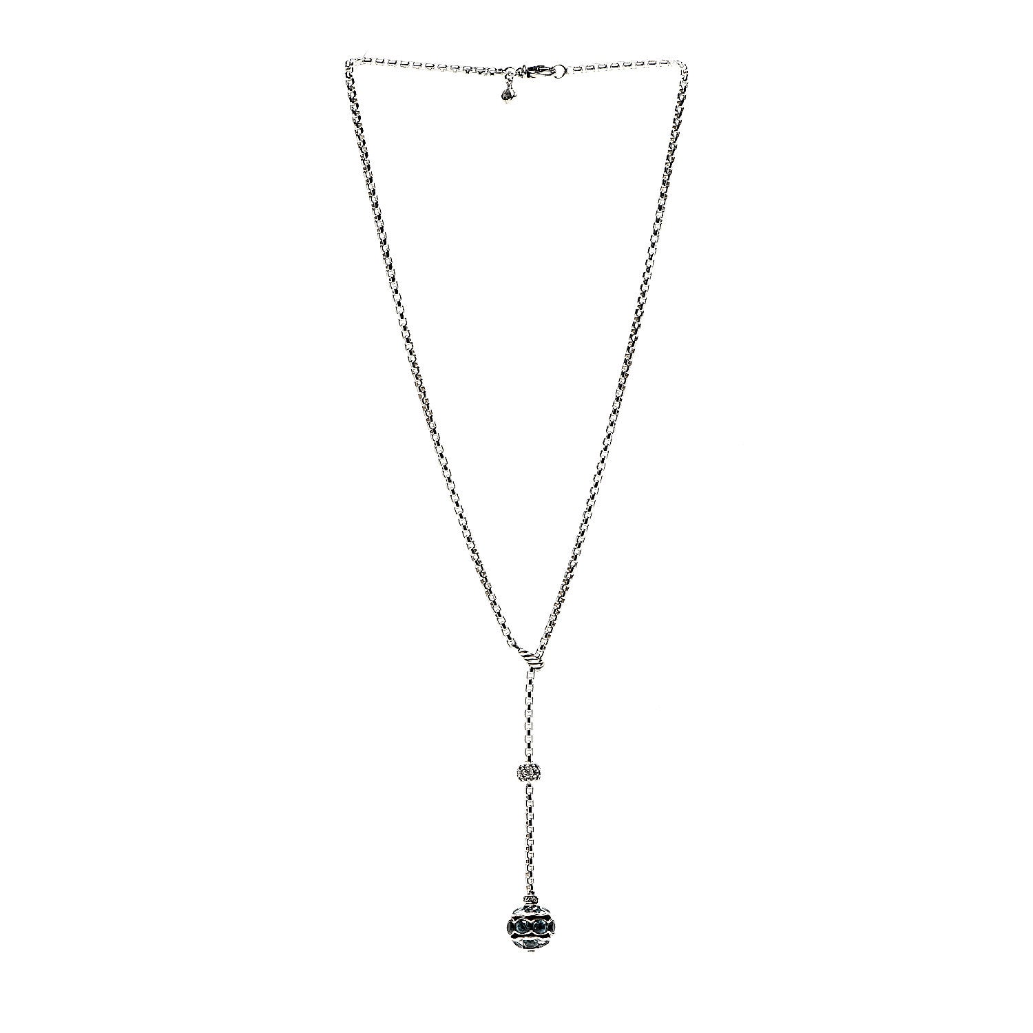 David Yurman Sterling Silver Diamond Blue Topaz Lariat Drop Necklace 2 of 5