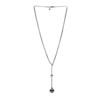 David Yurman Sterling Silver Diamond Blue Topaz Lariat Drop Necklace 2 of 5