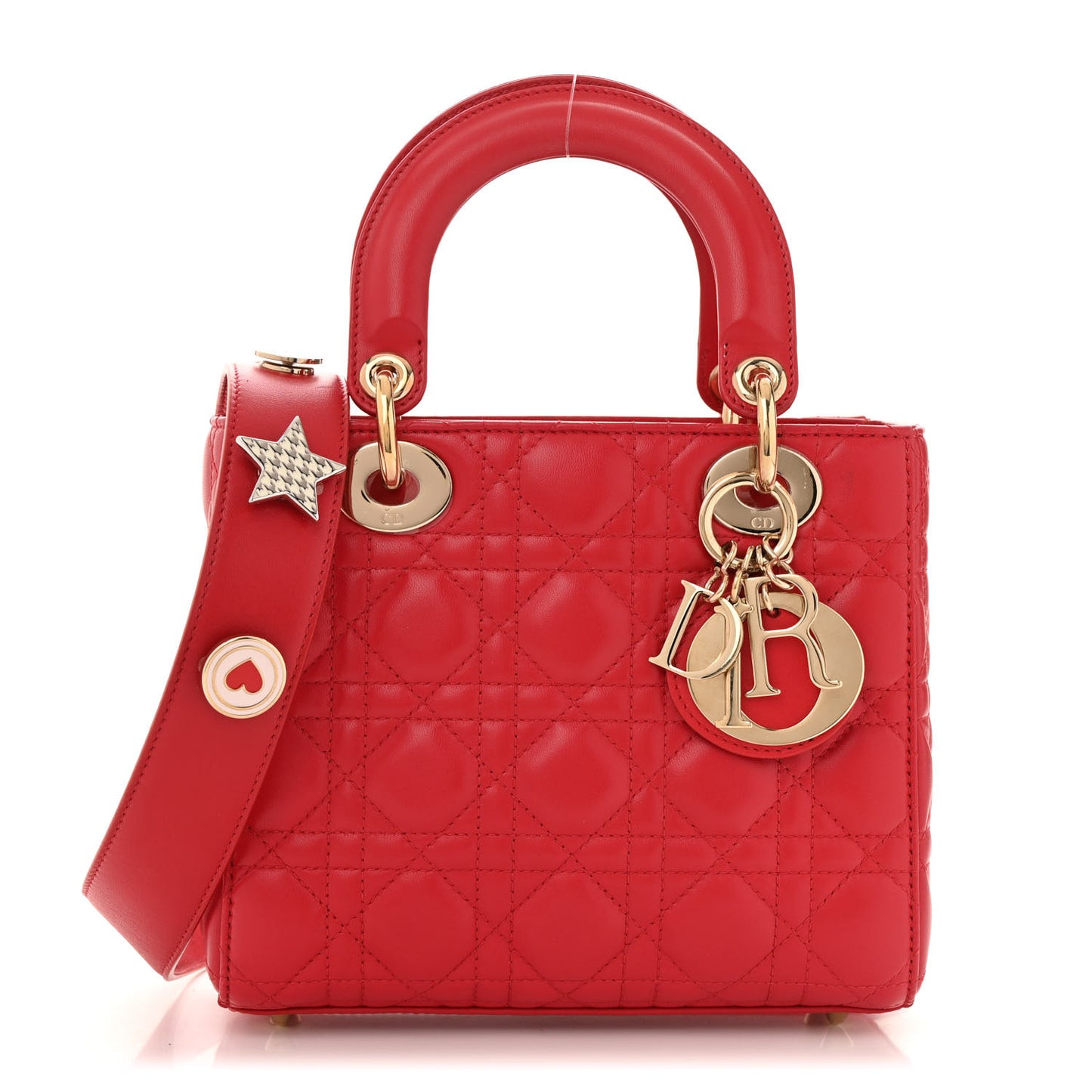 Lambskin Cannage Small Lucky Badges My Lady Dior Red