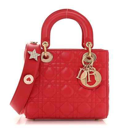 Christian Dior Lambskin Cannage Small Lucky Badges My Lady Dior Red 1 of 16