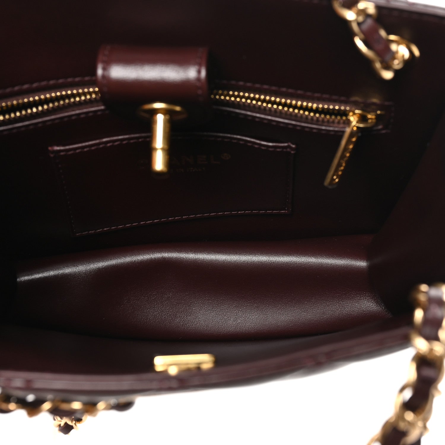 Chanel Shiny Calfskin Quilted Small Shopping Bag Burgundy 6 of 10