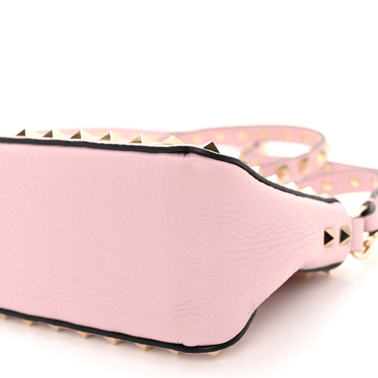 Pebbled Calfskin Small Rockstud Flip Lock Shoulder Bag Water Rose
