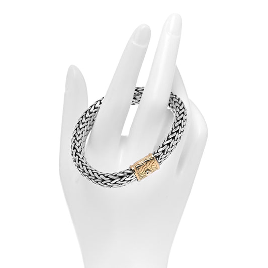 Sterling Silver 18K Yellow Gold 11mm Classic Chain Bracelet
