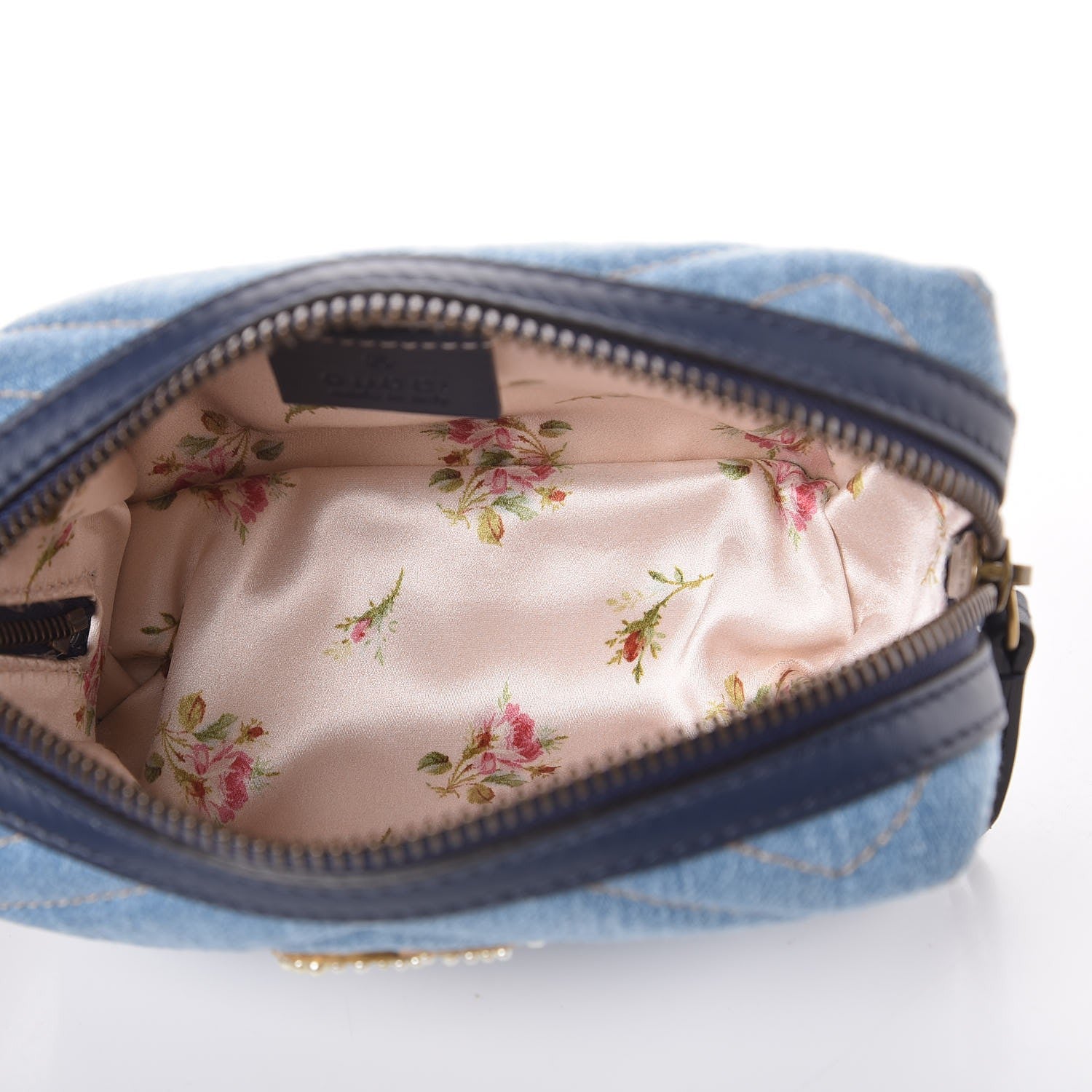 Gucci Denim Matelasse Pearly GG Marmont Cosmetic Case Blue 5 of 8