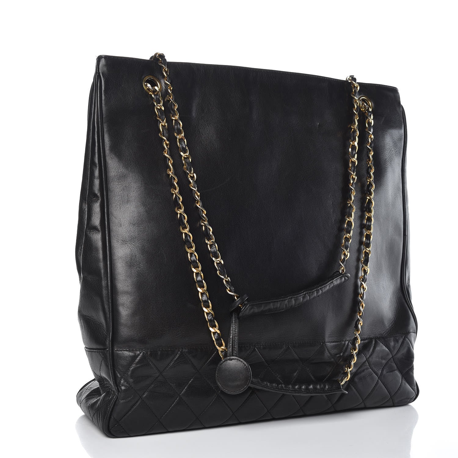 Chanel Lambskin Quilted Shopping Tote Black 3 of 17