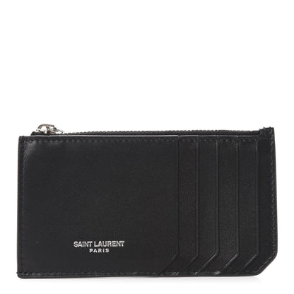 Saint Laurent Calfskin 5 Fragments Zip Pouch Card Holder Black 1 of 7