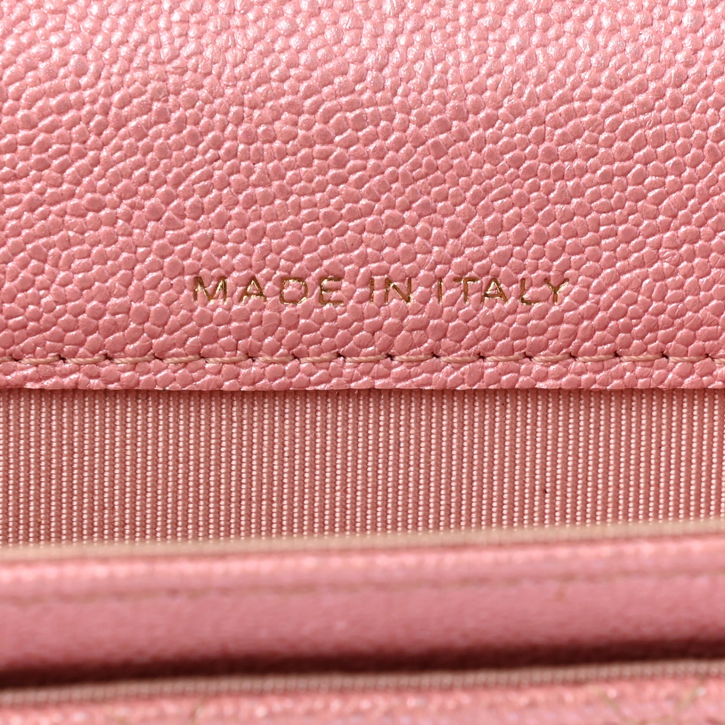 Iridescent Caviar Quilted Flap Card Holder Rose Pink