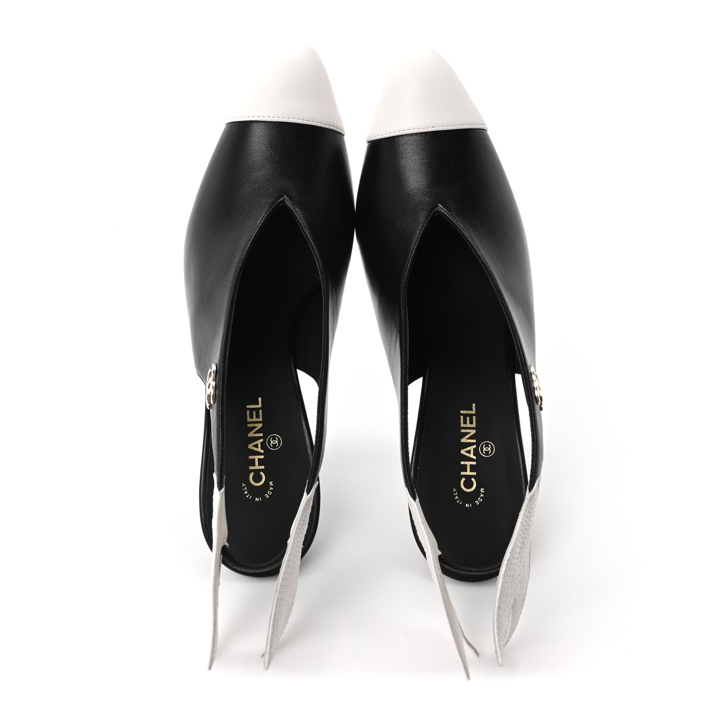 Lambskin Slingback Pumps 36.5 Black White