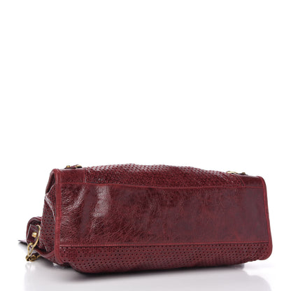 Balenciaga Agneau Laser Cut Cross Classic Gold Hardware City Rouge Lie De Vin 4 of 9