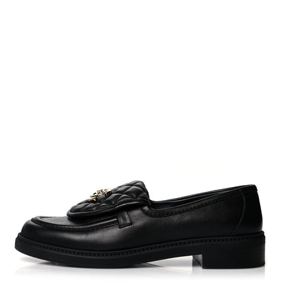 Chanel Lambskin Quilted CC Turnlock Loafers 39 Black 1 of 9