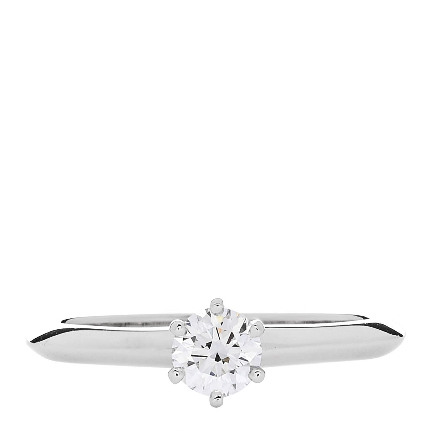 Tiffany Platinum Diamond .33ct Solitaire Engagement Ring 50 5.5 1 of 6