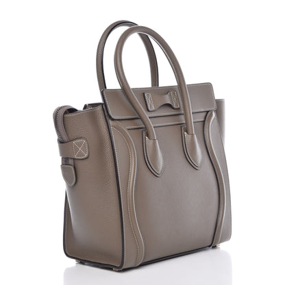 Celine Drummed Calfskin Micro Luggage Souris 3 of 11