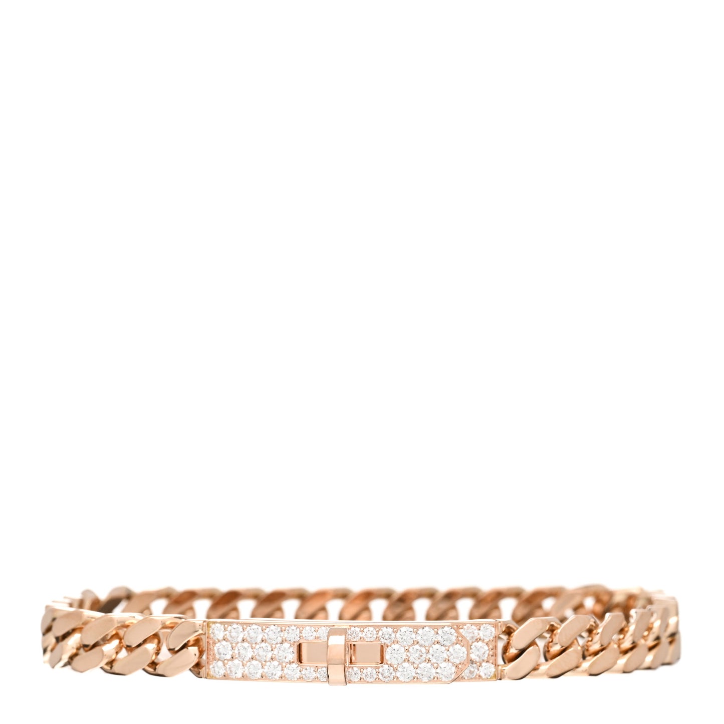 18K Rose Gold Diamond PM Kelly Gourmette Bracelet LG