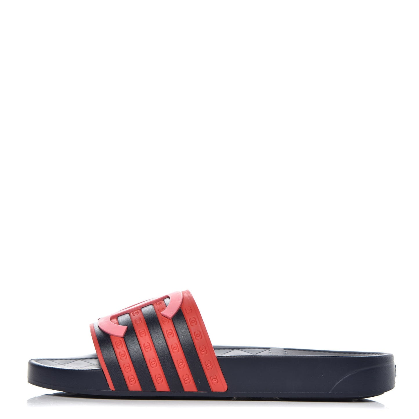 Rubber CC Flat Slide Sandals 37 Pink Red