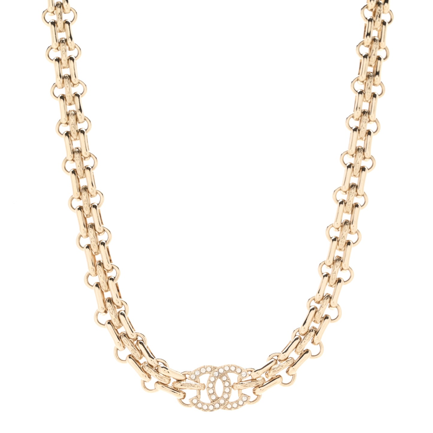 Metal Crystal CC Choker Necklace Gold