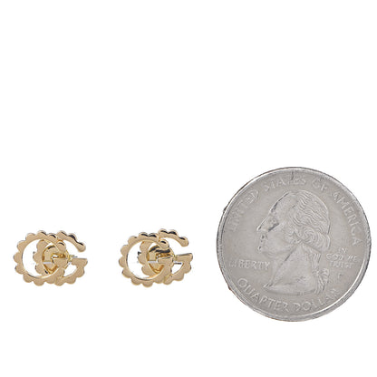 Gucci 18K Yellow Gold Running G Scalloped Stud Earrings 2 of 5