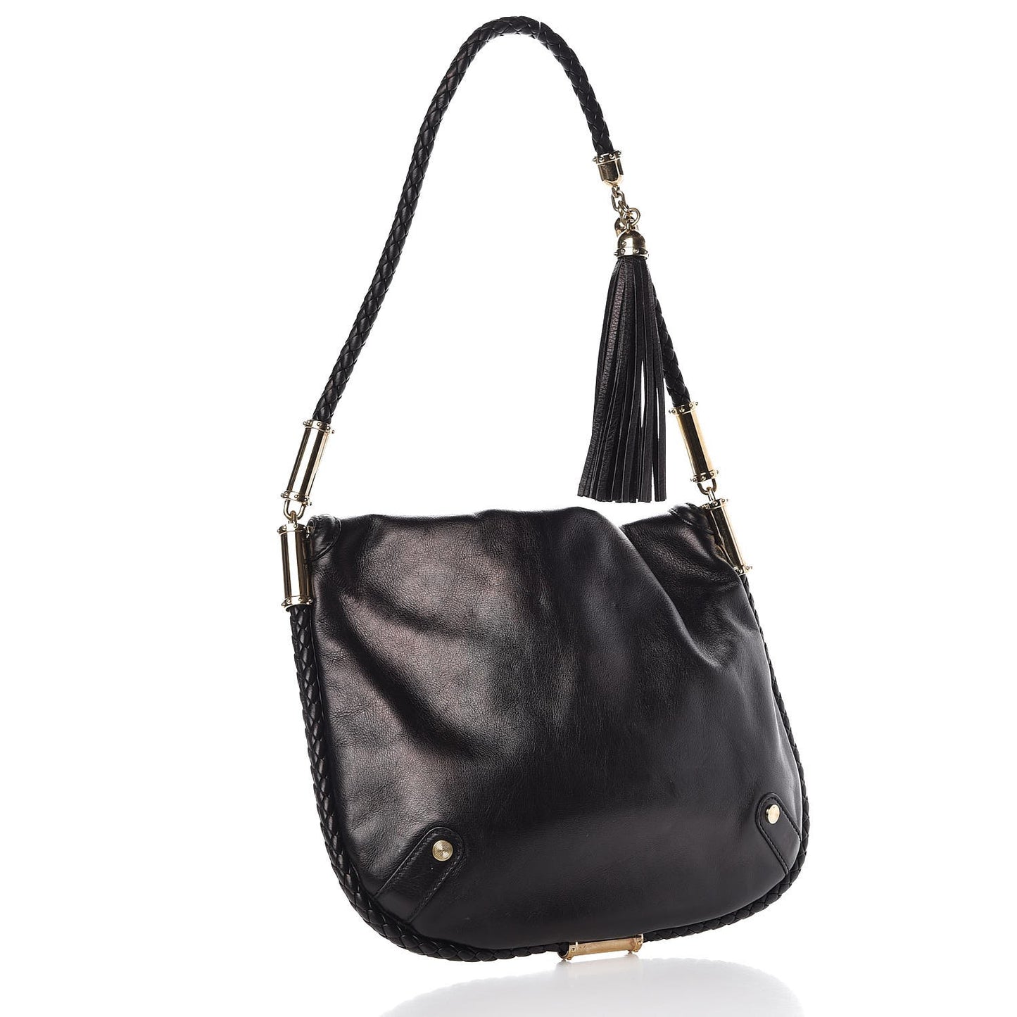 Calfskin Britt Tassel Shoulder Bag Black