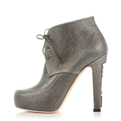 Chanel Metallic Calfskin Lacets Booties 38 Khaki 1 of 8